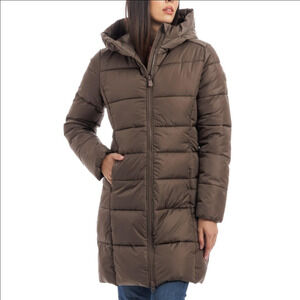 Andrew Marc Gray Thigh Length Quilted Puffer Coat Size S